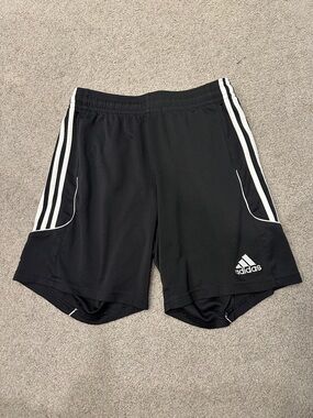 adidas Women’s Black Athletic Shorts with White Stripes